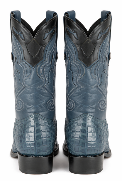 Caiman Tail Mexican Cowboy Boots Blue Jean