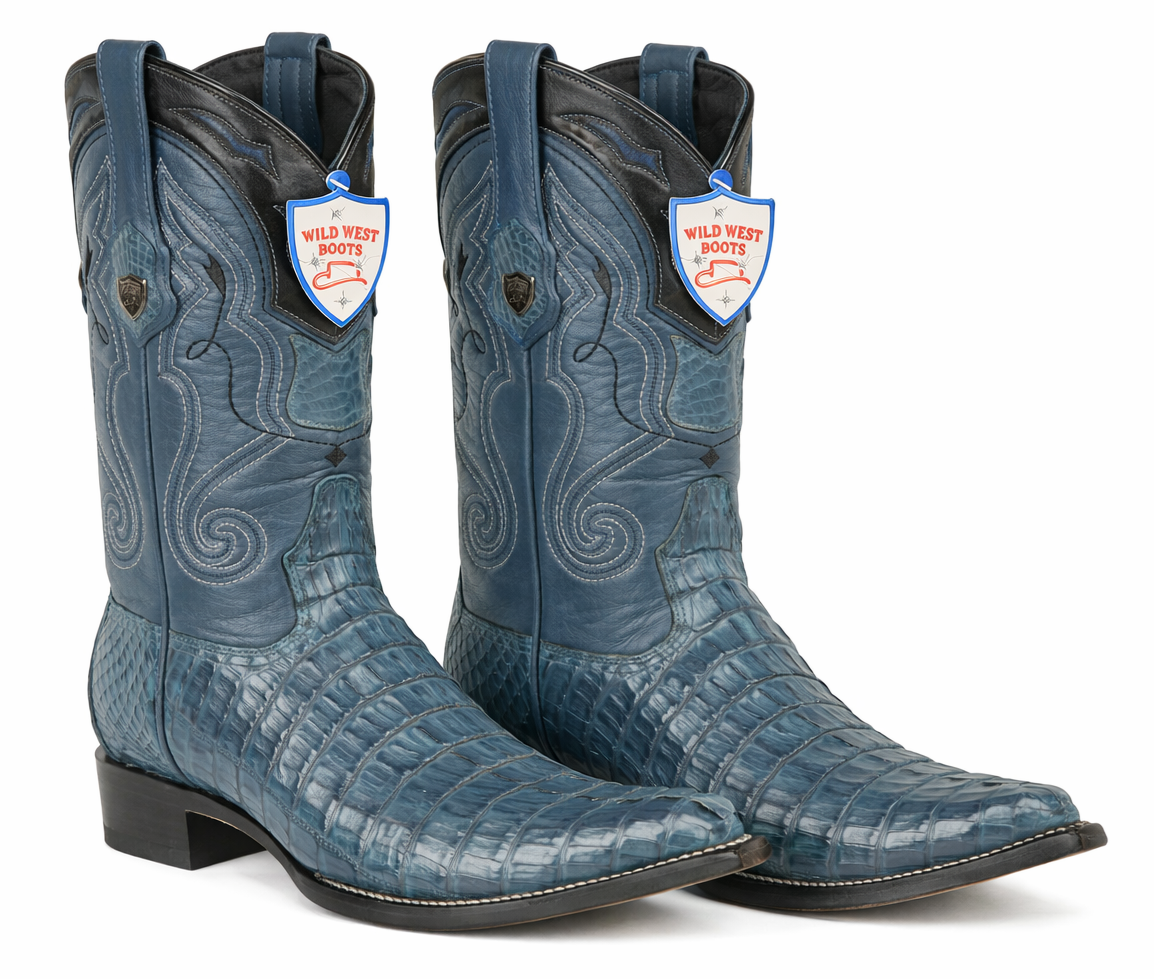 Caiman Tail Mexican Cowboy Boots Blue Jean