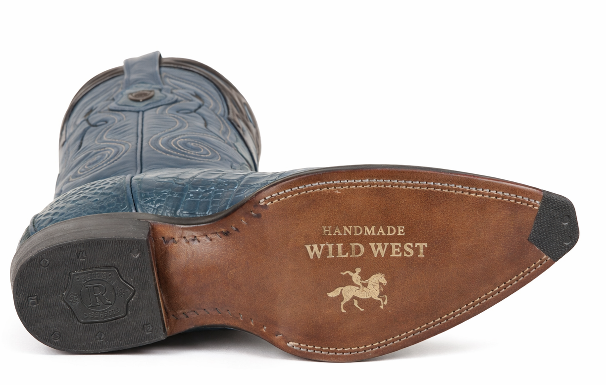 Caiman Tail Mexican Cowboy Boots Blue Jean