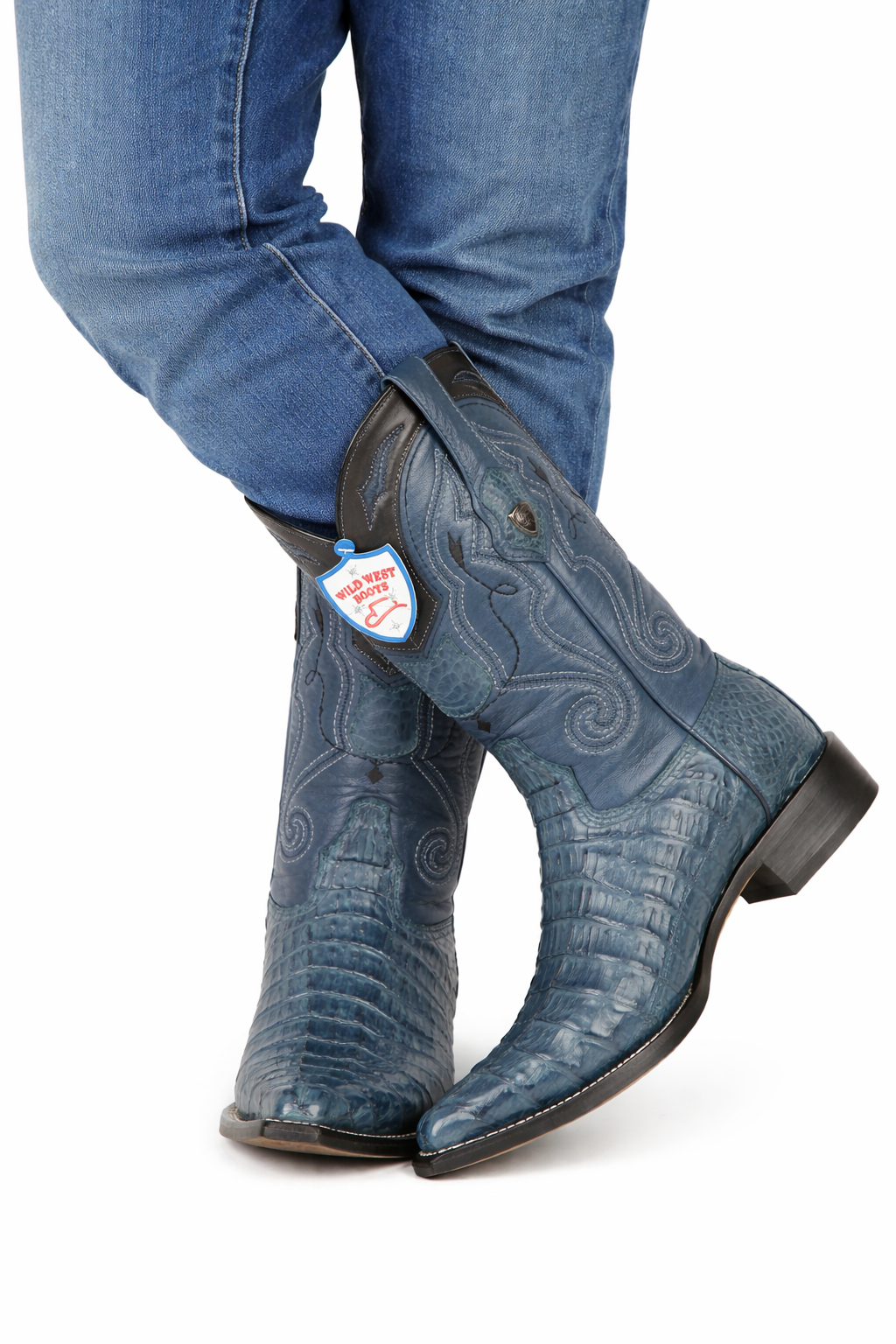 Caiman Tail Mexican Cowboy Boots Blue Jean