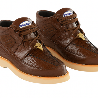 Men's Wild West Boots Caiman and Smooth Ostrich Skin Shoe 2ZA052807 9 2ZA052807-060  - from alligatorwarehouse.com