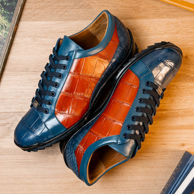 Marco Di Milano Cairo Blue Jean / Honey Alligator Sneakers 5 CAIRO_ALLIGATOR_BLUE JEANS/HONEY_8  - from alligatorwarehouse.com