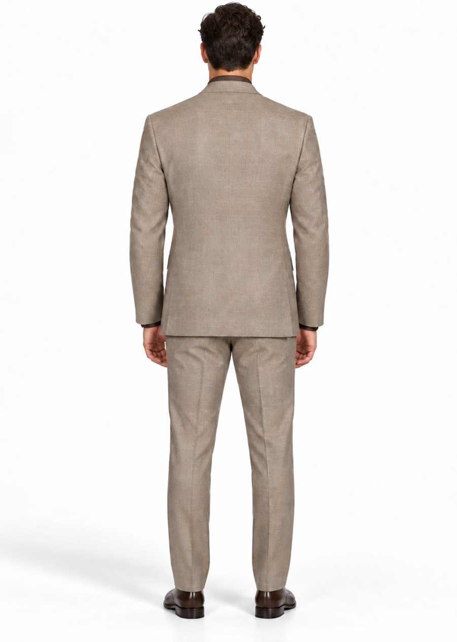 Cambridge Collection-Tan Men's Glen Plaid Suit