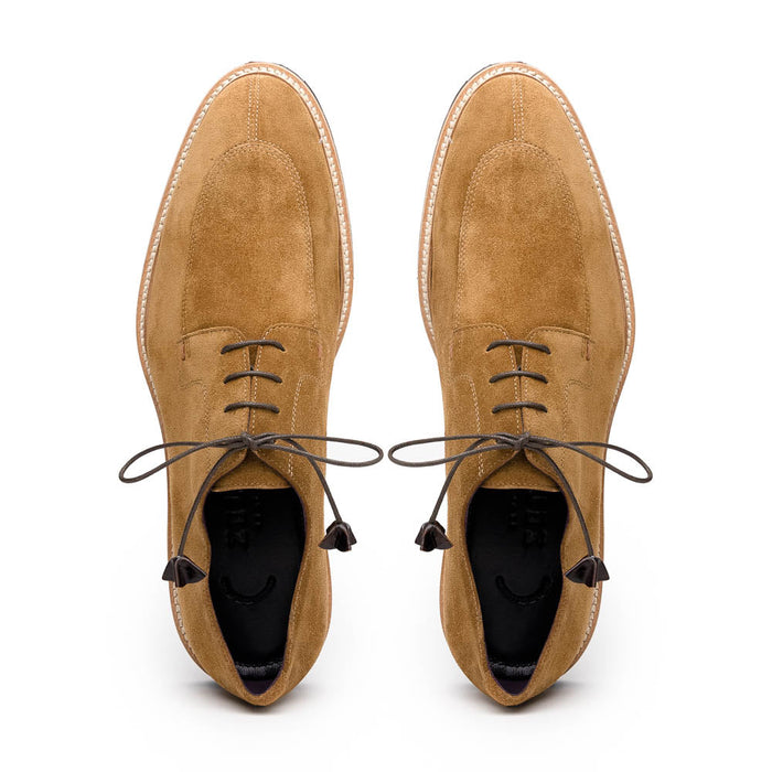 Zelli Campo Suede Goatskin Blucher Lace-up Shoes in Tobacco