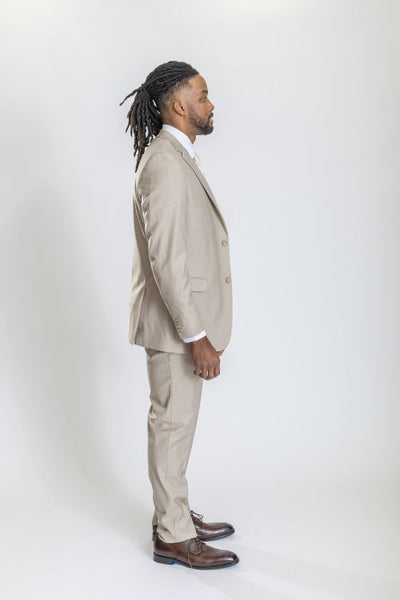 Caravelli Suit - Designer Caravelli Jacket and Pants in Color Solid Beige