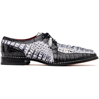 Marco Di Milano Caribe Black / Newspaper Caiman Crocodile Derby Shoes 1 CARIBE_CAIMAN FUSCUS_BLACK/NEWSPAPER_8.5  - from alligatorwarehouse.com