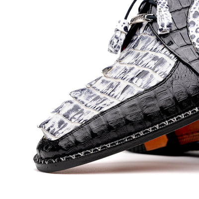 Marco Di Milano Caribe Black / Newspaper Caiman Crocodile Derby Shoes 5 CARIBE_CAIMAN FUSCUS_BLACK/NEWSPAPER_8.5  - from alligatorwarehouse.com