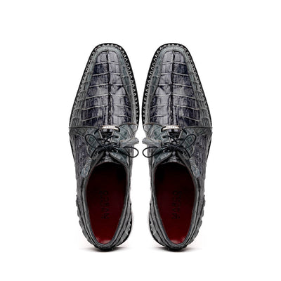 Marco Di Milano Caribe Gray Caiman Crocodile Derby Shoes 5 CARIBE_CAIMAN FUSCUS_GRAY_9  - from alligatorwarehouse.com
