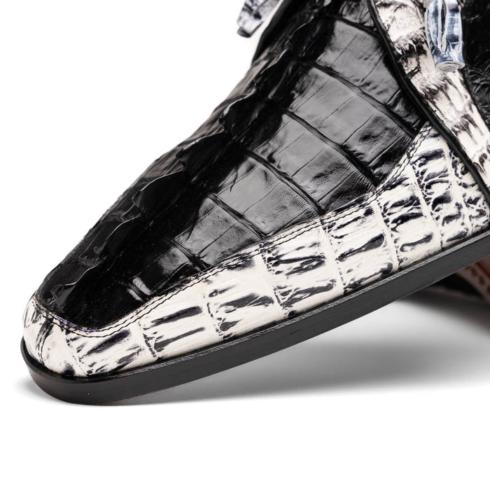 Marco_Di_Milano Caribe Black Leather Oxford "Newspaper" Print