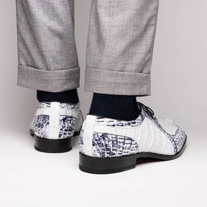 Marco_Di_Milano Caribe White Leather Sneakers - "Newspaper" Accent