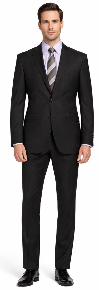 Carlo Lusso Black Two-button Poly Blend Suit