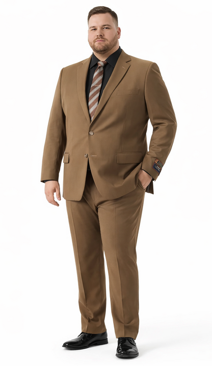 Carlo Lusso Brown Two-button Poly Blend Suit