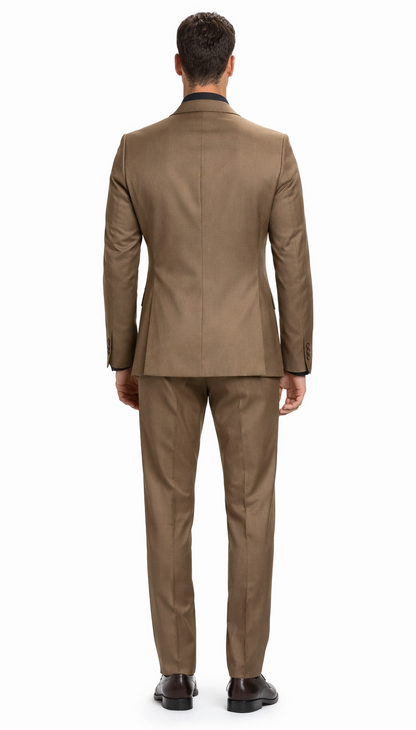 Carlo Lusso Brown Two-button Poly Blend Suit