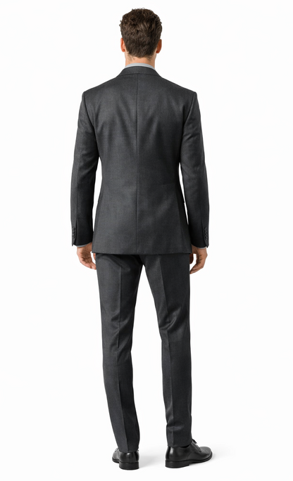 Carlo Lusso Charcoal Two-button Slim Fit Poly Blend Suit