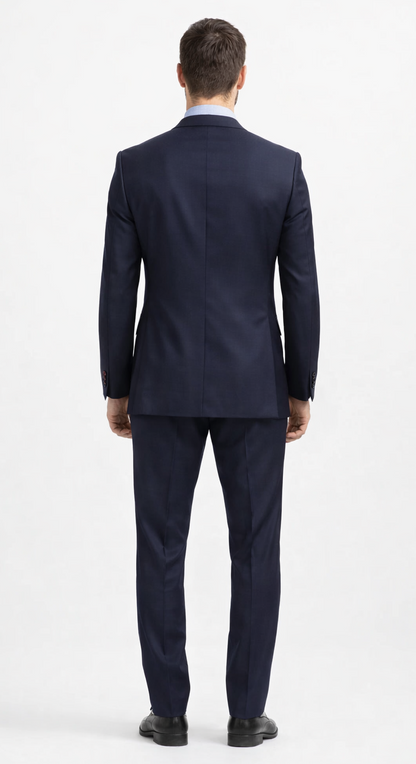 Carlo Lusso Navy Two-button Poly Blend Suit