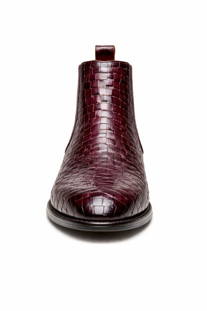 Basket Weave Leather Chelsea Boot