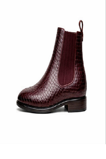 Basket Weave Leather Chelsea Boot