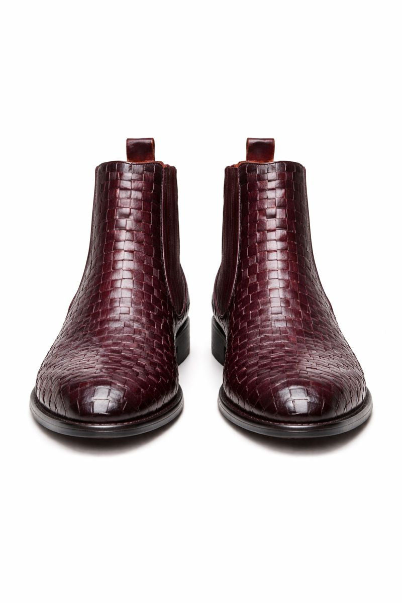 Basket Weave Leather Chelsea Boot