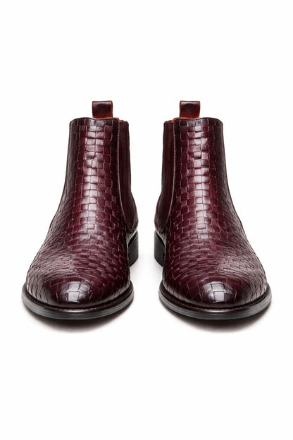 Basket Weave Leather Chelsea Boot