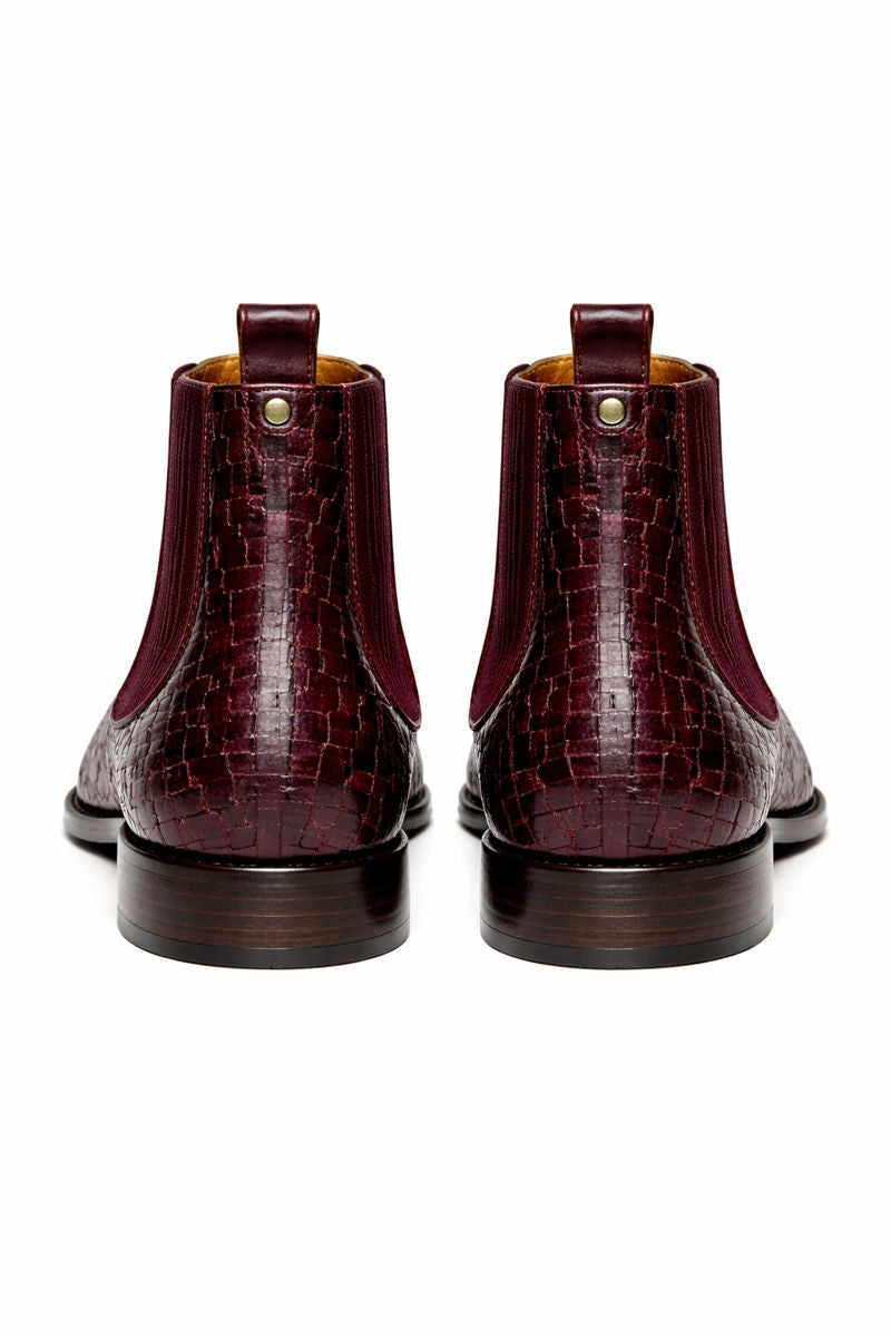 Basket Weave Leather Chelsea Boot