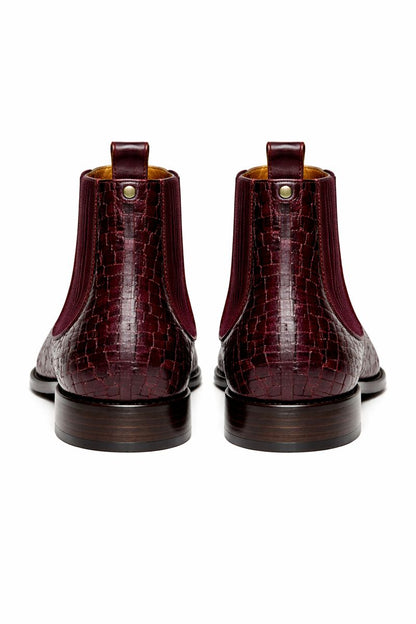 Basket Weave Leather Chelsea Boot