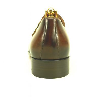 Mens Carrucci Classic Leather Fade Single D-Buckle Monk Strap Dress Shoe in Chestnut 4   - from alligatorwarehouse.com