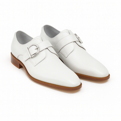 Mens Carrucci Classic Leather Fade Single D-Buckle Monk Strap Dress Shoe in Chestnut