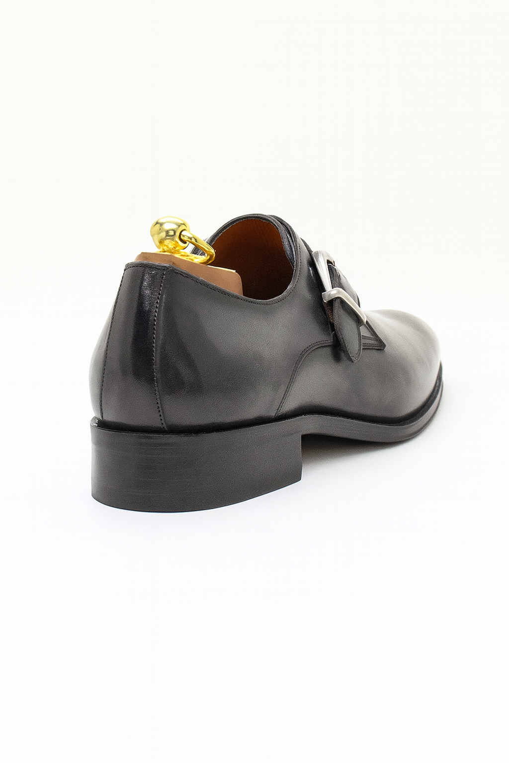 Mens Carrucci Classic Leather Fade Single D-Buckle Monk Strap Dress Shoe in Chestnut