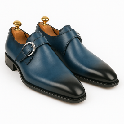 Mens Carrucci Classic Leather Fade Single D-Buckle Monk Strap Dress Shoe in Chestnut 57   - from alligatorwarehouse.com