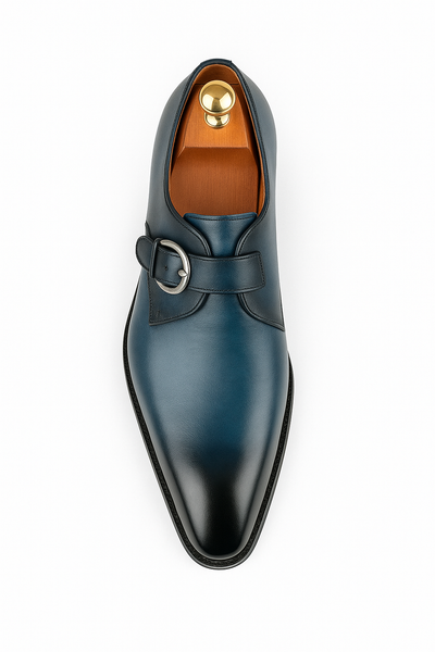 Mens Carrucci Classic Leather Fade Single D-Buckle Monk Strap Dress Shoe in Chestnut 53   - from alligatorwarehouse.com