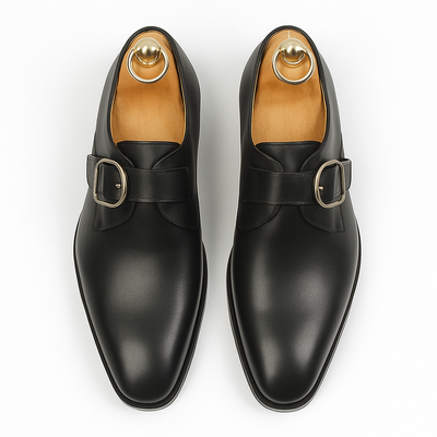 Mens Carrucci Classic Leather Fade Single D-Buckle Monk Strap Dress Shoe in Chestnut 77   - from alligatorwarehouse.com