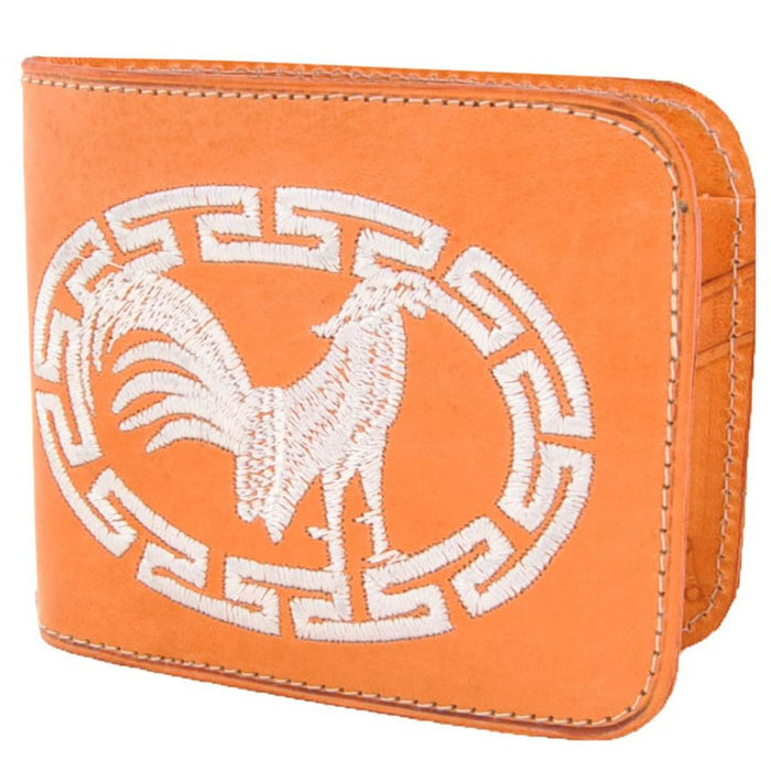 Cartera Cuero Bordada
