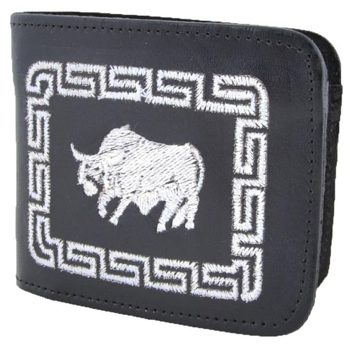 Cartera Cuero Bordada