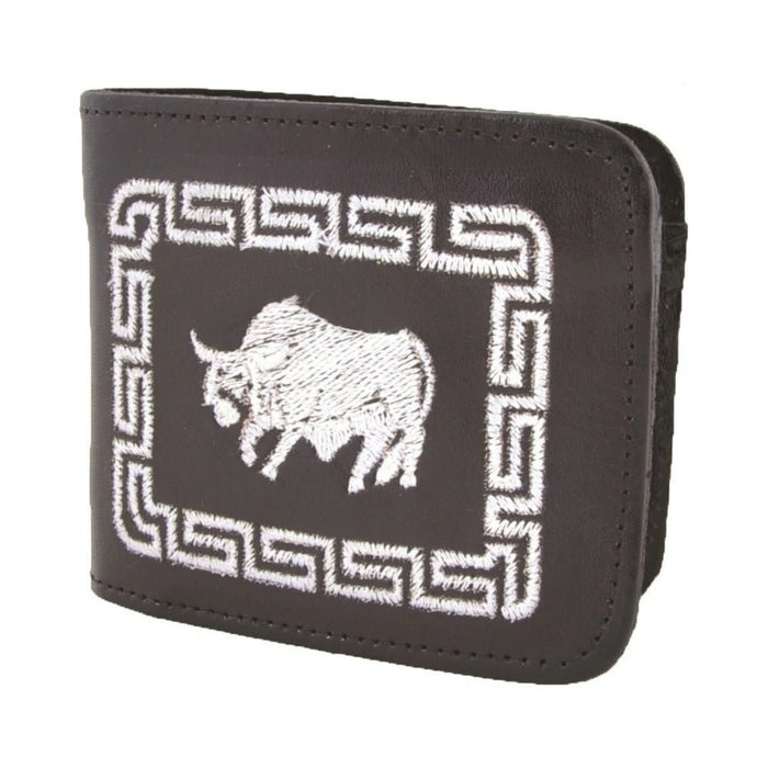 Cartera Cuero Bordada