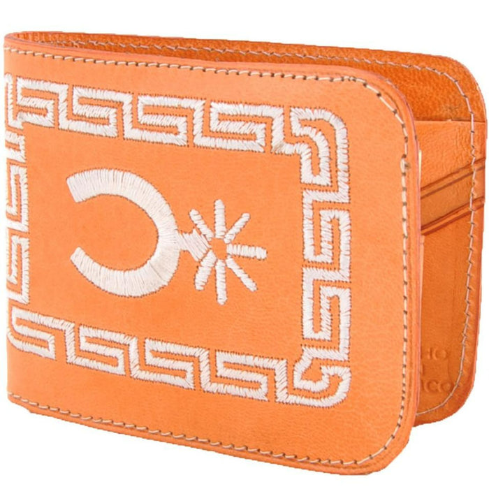Cartera Cuero Bordada