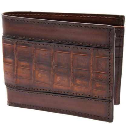 Cartera de Cocodrilo Belly Original Combinada Color Cafe