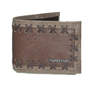 Cartera de Cuero Original Bordada Tombstone Color Arena