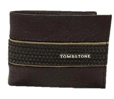 Cartera de Cuero Original Bordada Tombstone Color Cafe