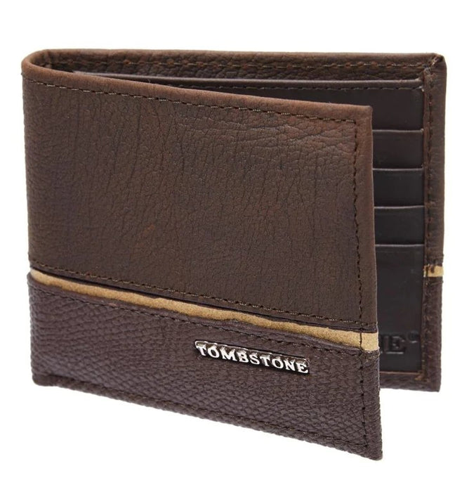 Cartera de Cuero Original Tejida Tombstone Color Cafe Oscuro