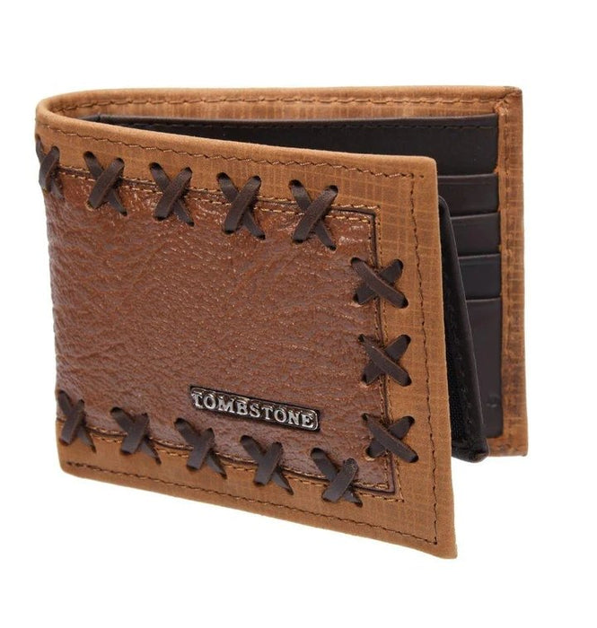 Cartera de Cuero Original Tejida Tombstone Color Miel