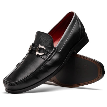 Marco Di Milano Cassarano Men's Calfskin Leather Loafers Black