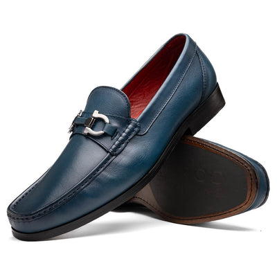 Marco Di Milano Cassarano Navy Men's Calfskin Leather Loafers 2 CASSARANO_CALF_NAVY_10  - from alligatorwarehouse.com
