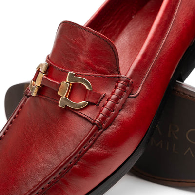 Marco Di Milano Cassarano Red Men's Calfskin Leather Loafers 3 CASSARANO_CALF_RED_10  - from alligatorwarehouse.com