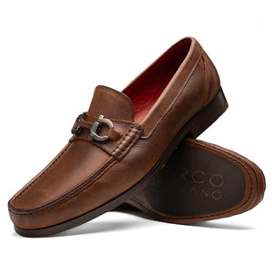 Marco Di Milano Cassarano Men's Calfskin Leather Loafers Tan