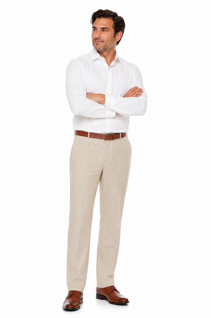 Casual Linen Suit Pants for Men – Breathable Beach Wedding Summer Trousers