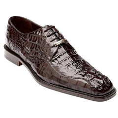 Belvedere Chapo Brown All-Over Genuine Exotic Hornback Crocodile Shoes