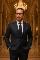 Statement Suits - Wool Suits - Peak Lapel Suits - Ticket Pocket - Modern Fit - Charcoal Stripe Suit