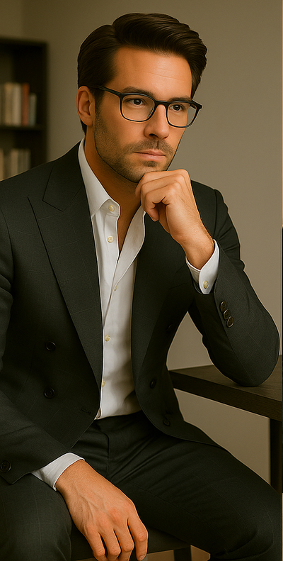 Wool Suit - Italian Made Business Suit by Statement Men's 100% Wool 2 Piece Double Breasted Suit - Subtle Windowpane 19 SD-104_Black_38R  - from alligatorwarehouse.com