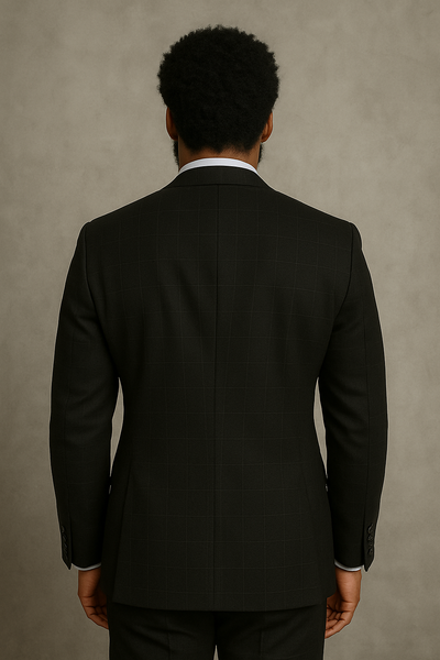 Wool Suit - Italian Made Business Suit by Statement Men's 3 Piece 100% Wool Modern Fit Suit - Sharp Plaid Pattern 5 ZILO-1_Charcoal_38R  - from alligatorwarehouse.com