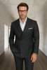 Wool Suit - Italian Made Business Suit by Statement Men's 100% Wool 2 Piece Suit - Double Breasted Plaid 5 SD-102_Charcoal_38R  - from alligatorwarehouse.com